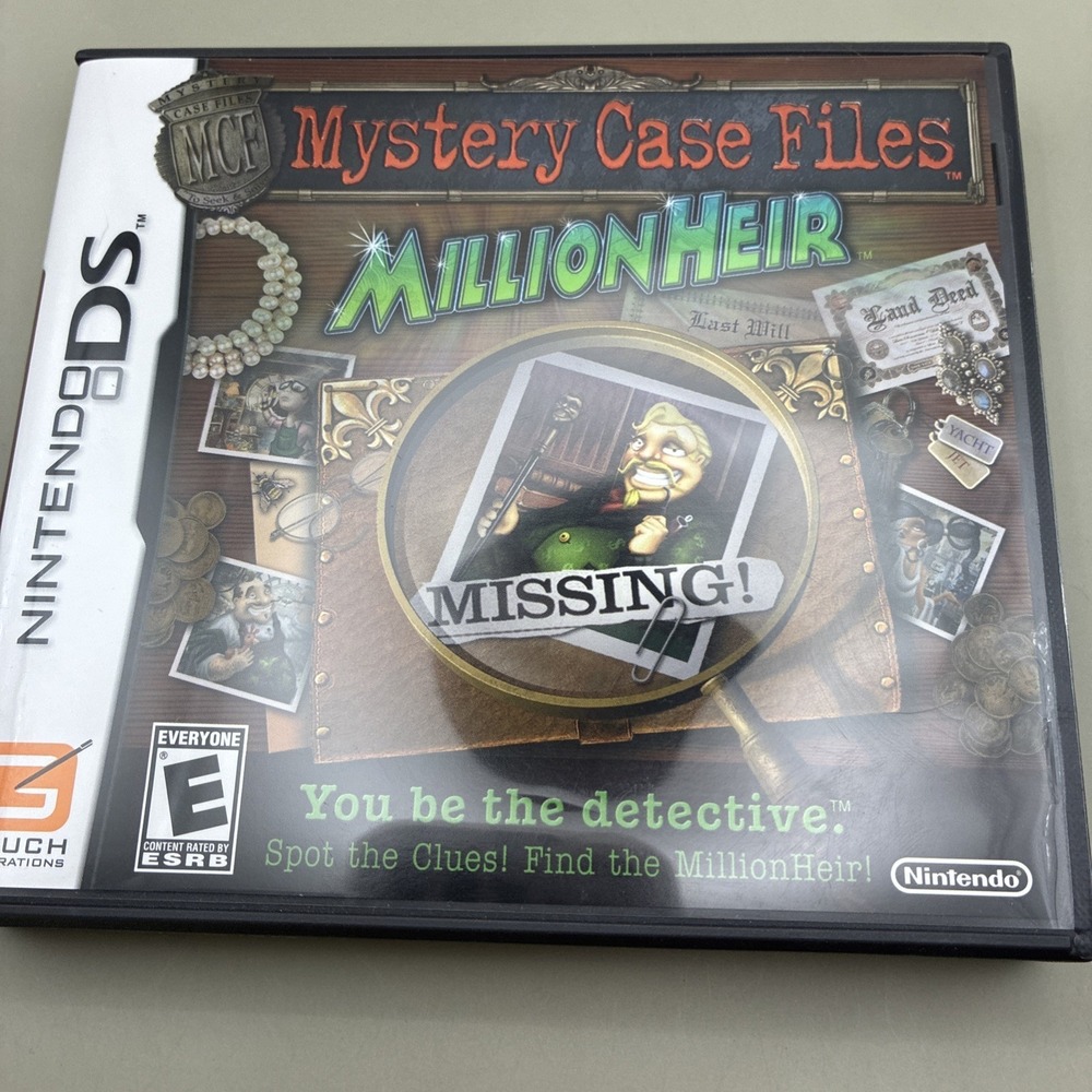 Mystery Case Files MillionHeir Nintendo DS Game CIB NTR-YFCE-USA Hidden Object